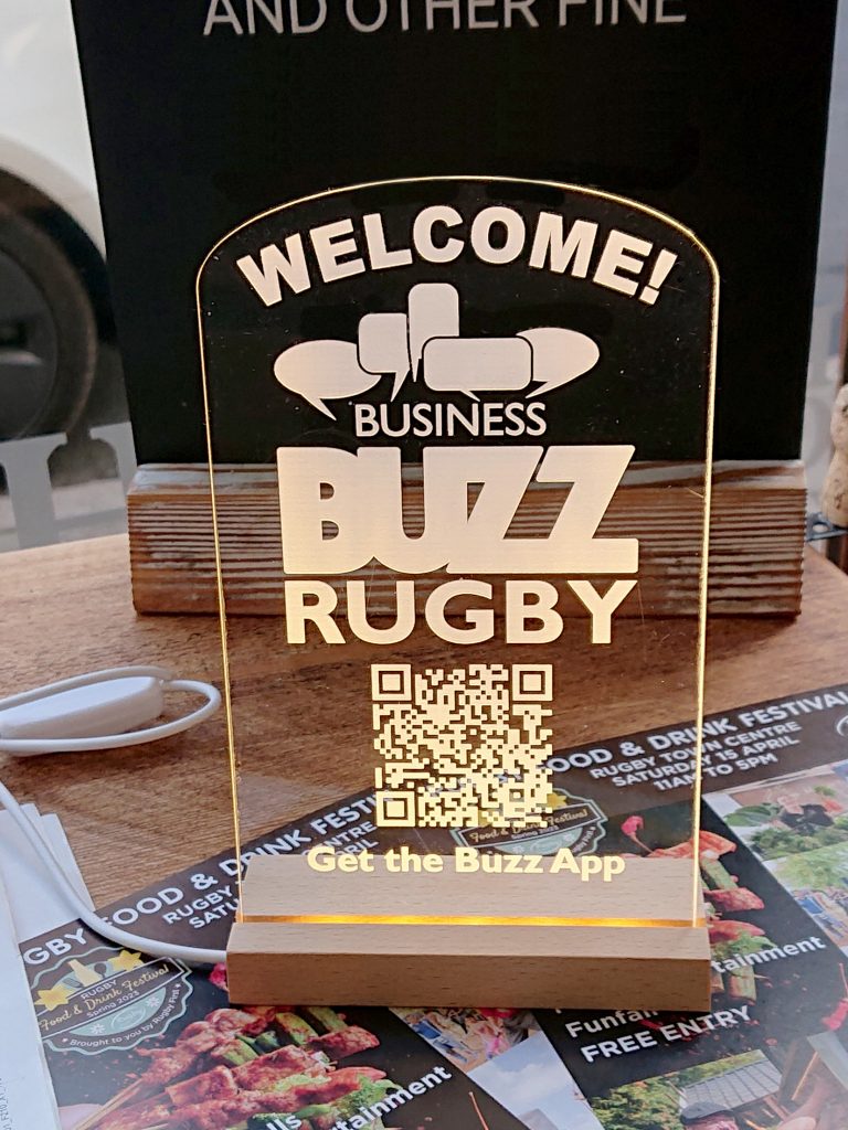Welcome Desk sign for Business Buzz networking